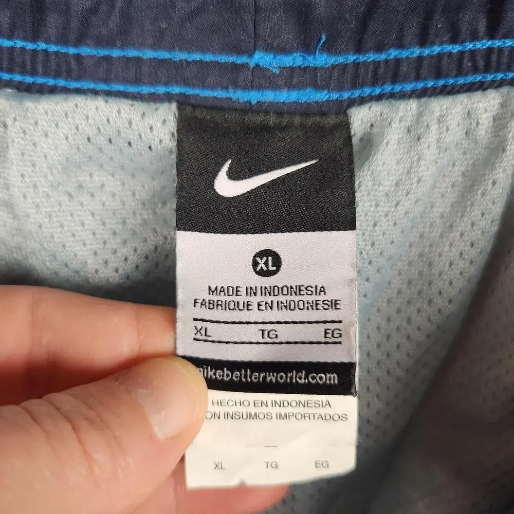 Vintage Nike Shorts Mens XL Blue Orange Geometric Print Mesh Lined Athletic Y2k